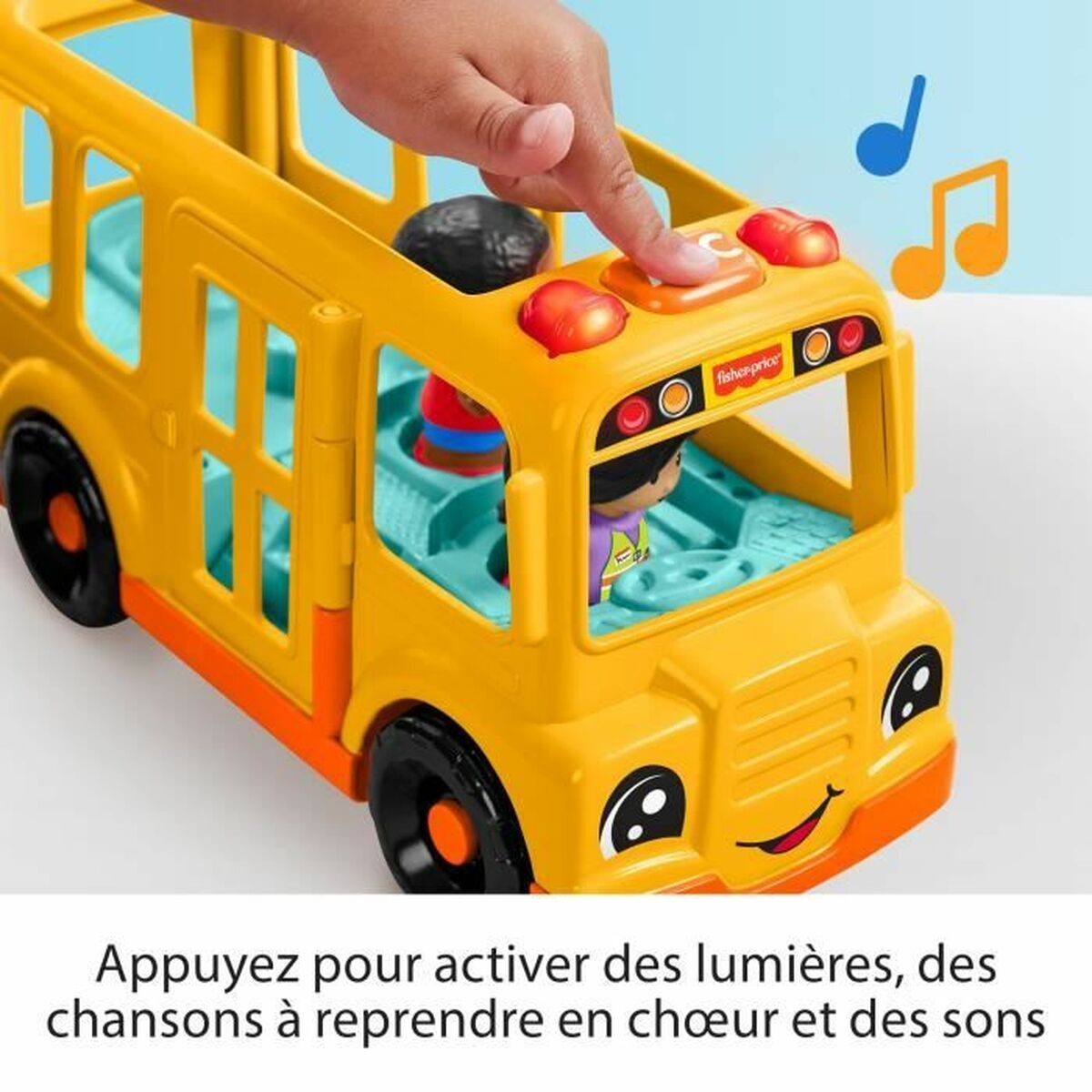 Action Figure Fisher-Price Little People-El autobús escolar-Vehículo de empuje musical HYT03-2