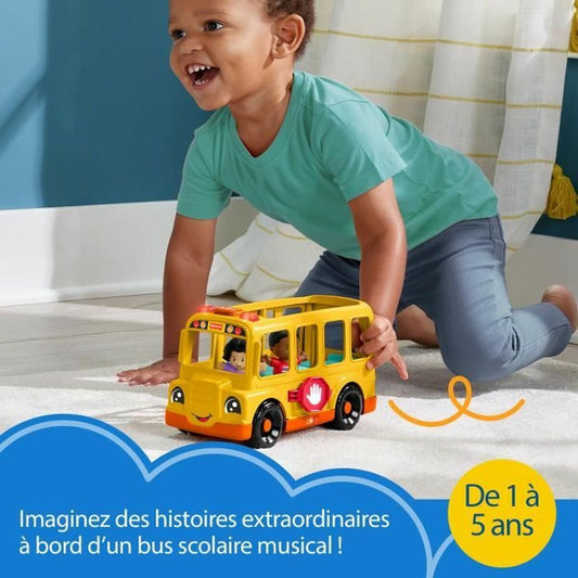 Action Figure Fisher-Price Little People-El autobús escolar-Vehículo de empuje musical HYT03-1